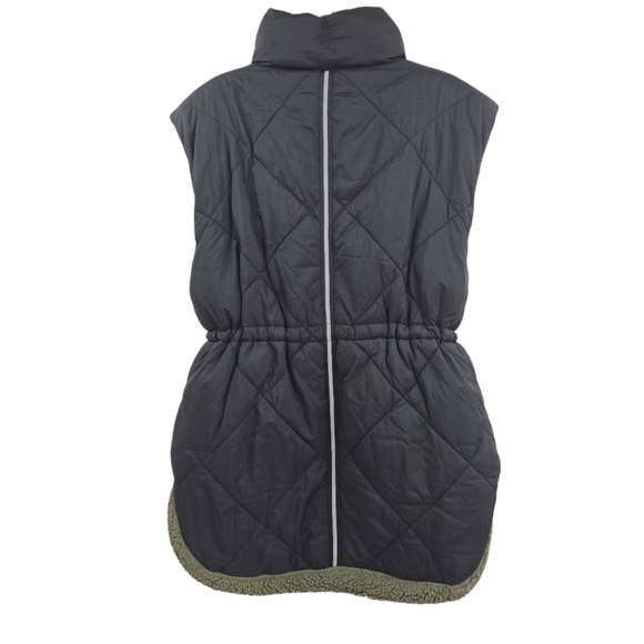 Free People Movement Venture On Vest Reversible Puffer Sherpa Green Black - Picture 12 of 16